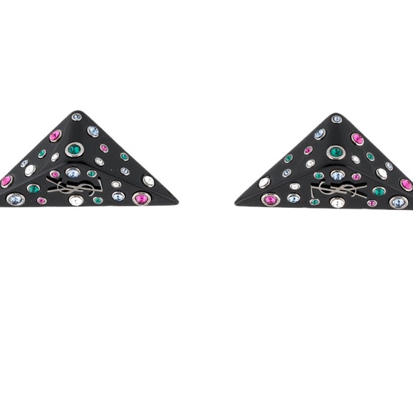 YSL Clip on triangle multi color black earrings - Picture 14 of 14
